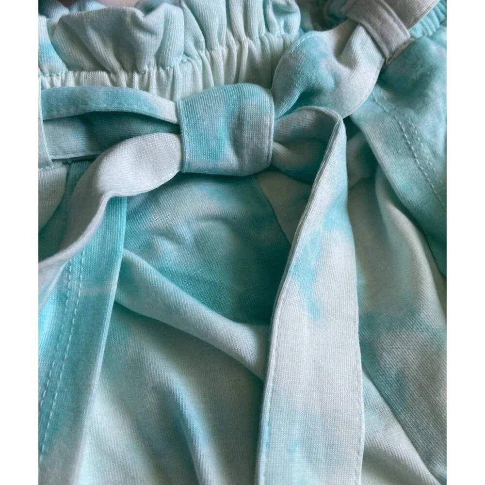 Justice Girls Maxi Shorts Overlay Skort Size 7 Blue Tie-Dye Tie Front Beach Boho